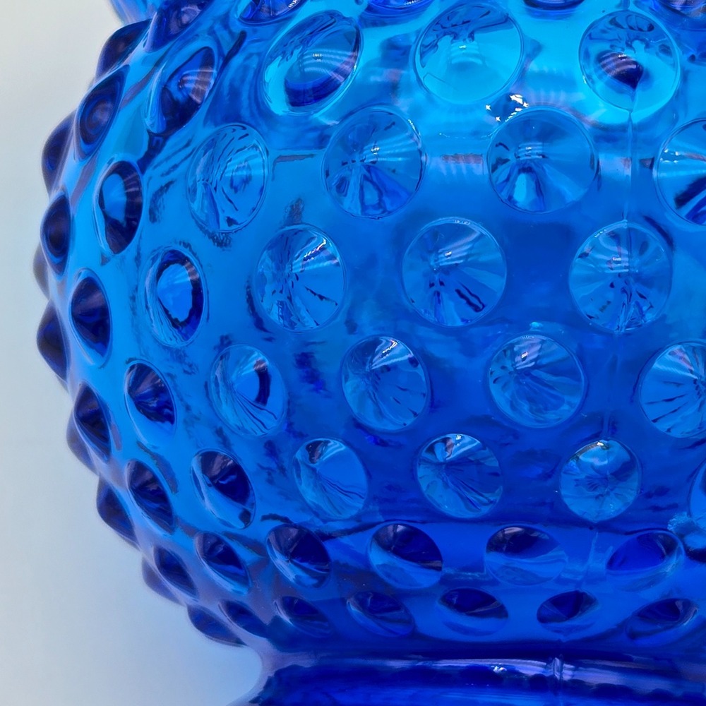 Vintage 1970s Fenton Hobnail Vase Ruffled Double Crimped Colonial Blue 4.25" - Picture 8 of 11